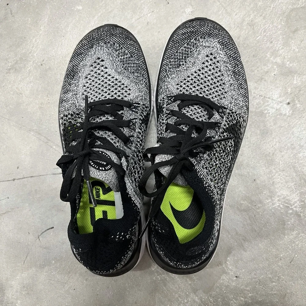 Nike Free RN Flyknit Oreo Black/White Running Shoes 942839-101 Women's Size 7